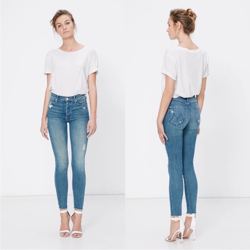 Mother High-Rise Skinny Jeans In Medium Blue